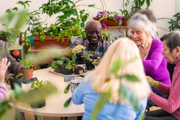 istock Retired residents garden together 1417754657
