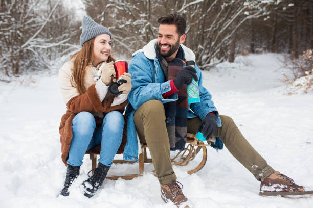 istock Enjoying the first snow and hot coffee 1417758419