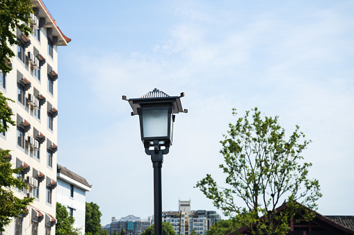 vintage Street and garden Lamp pole  posts isolated on white background