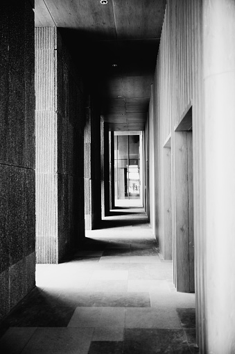 Black and white corridor