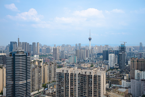 Modern Chengdu urban architecture in sunny days