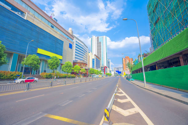 Modern Chengdu urban architecture in sunny days