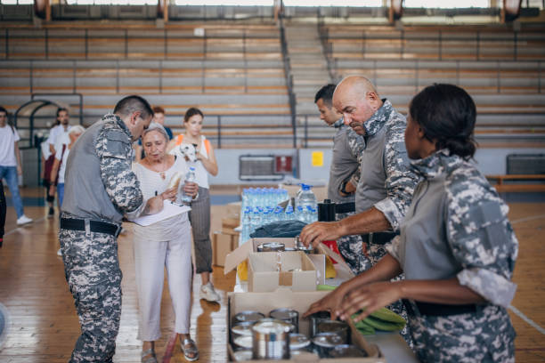 istock People receiving donations after natural disaster 1417771361