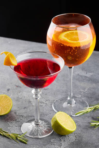 istock Set of summer alcoholic cocktails Spritz on grey table 1417773833