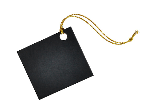 one black label with a gold mount is highlighted on a white background
