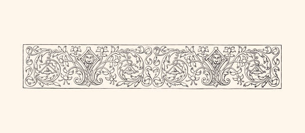 ornamentalny wzór : element projektu 19th century (xxxl z dużą ilością szczegółów) - victorian style engraved image 19th century style image created 19th century stock illustrations