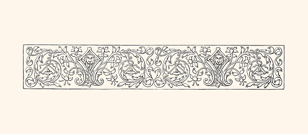 Floral pattern. Vintage engraving circa late 19th century. Digital restoration by pictore.