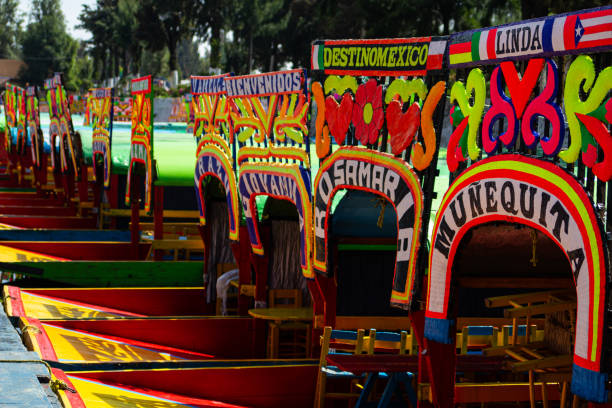 istock Boats Docked in Xochimilco 1417777193