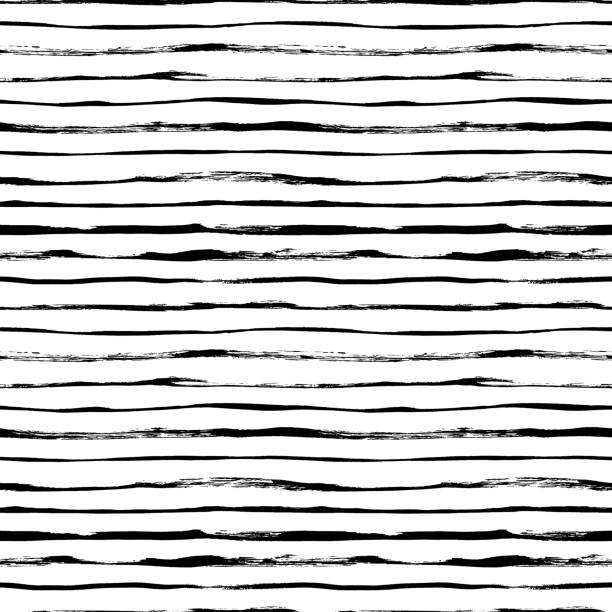 illustrations, cliparts, dessins animés et icônes de motif sans couture avec de fines lignes de pinceau. - uneven in a row striped pattern