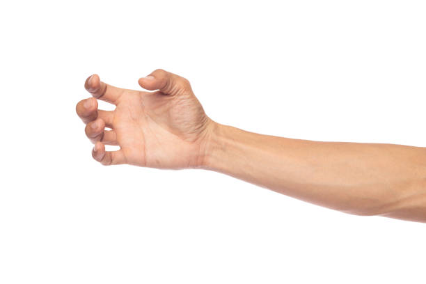 istock Man hand holding bottle or smartphone isolated on white background.with clipping path 1417804006