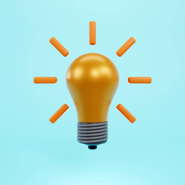 istock 3d rendering of light bulb on pastel background, New idea icon 1417818951
