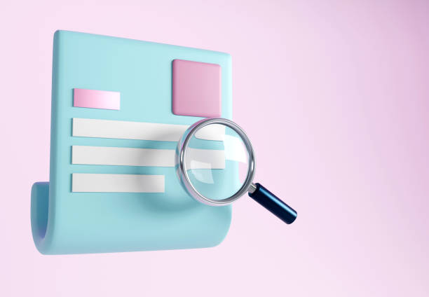 istock 3d rendering of Magnifying glass over paper document on color background 1417819078