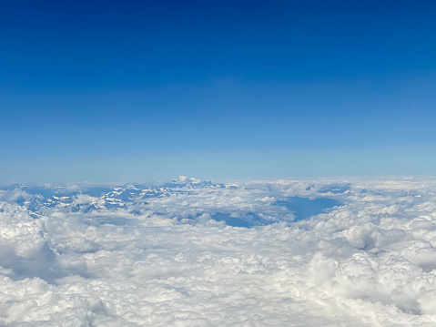 Aerial views of the Swiss Alps en route to Milan
