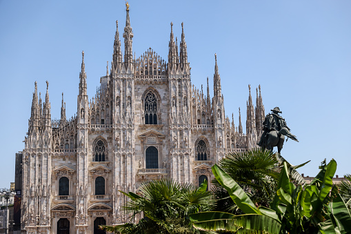 Exteriors of the Duomo Cathedral in Milan Italy