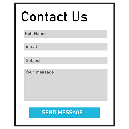 Contacts Form on white background. Contact Us sign. Contact form page template symbol. flat style.