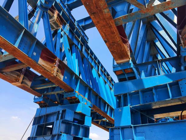 istock This is the steel structure of a launcher gantry that will be used for erection precast concrete I Girder. 1417830153