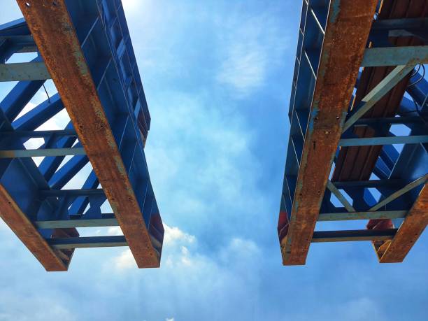 istock This is the steel structure of a launcher gantry that will be used for erection precast concrete I Girder. 1417830193