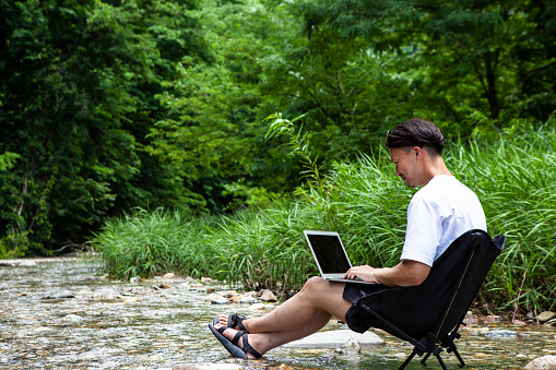 Teleworking at the middle of the nature