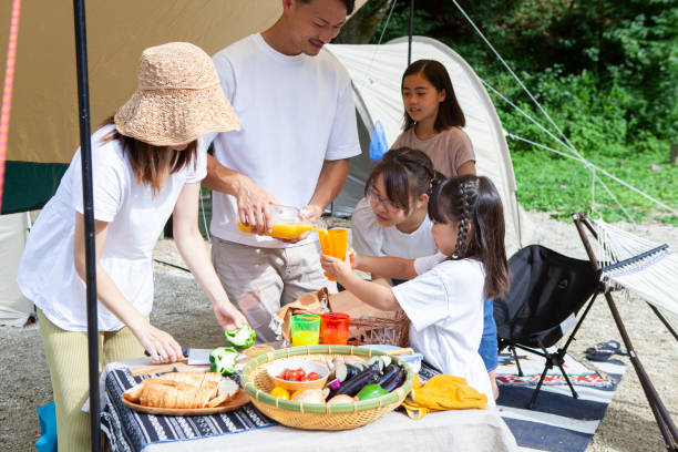 istock Family preparing a barbecue at the campsite 1417834456