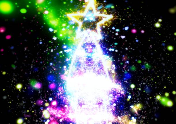 istock 3D illustration of a Christmas tree shining in the night 1417839018