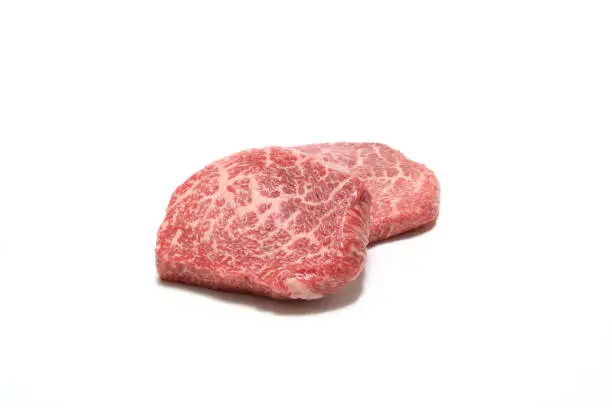 Kobe beef isolated on a white background.