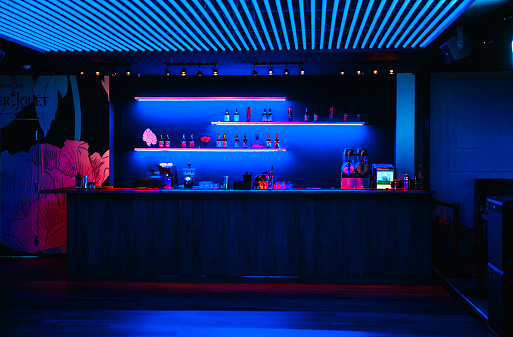 Bar counter in a modern stylish restaurant
