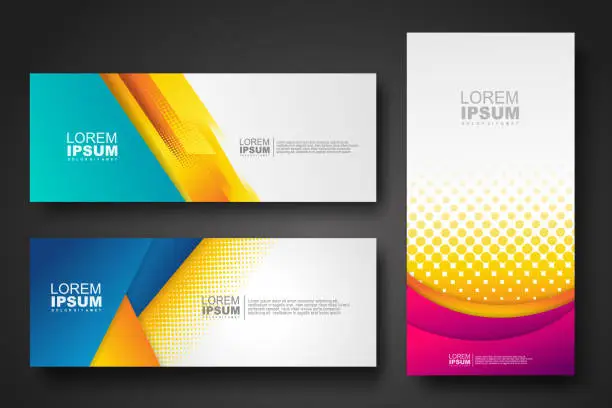 Vector illustration of Banner set design template in trendy dynamic gradient colors