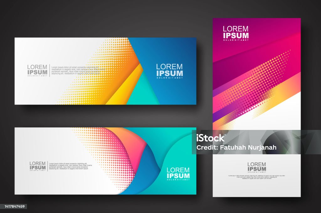 Color Guide Banner Banner Set Design Template In Trendy Dynamic Gradient Colors Stock ...