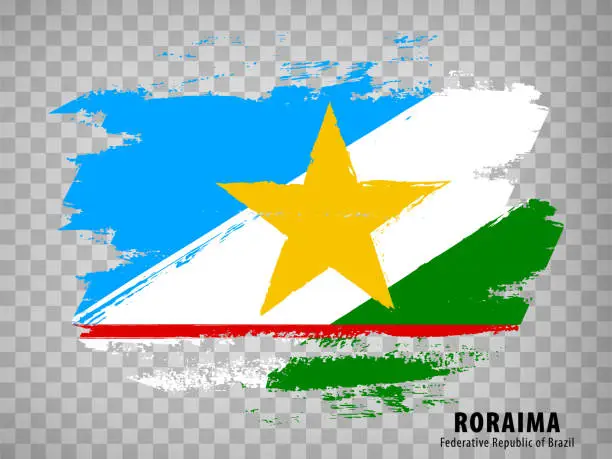 Vector illustration of Flag of Roraima from brush strokes. Federal Republic of Brazil. Flag Roraima on transparent background for your web site design, app, UI. Brazil. EPS10.