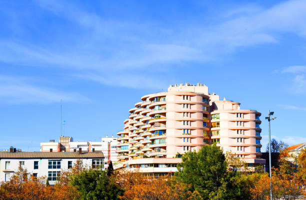istock Facade house buildings at Central Park on Turia River. 1417850277