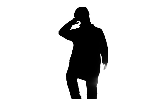 man silhouette on white background