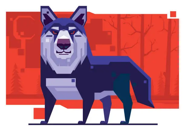 Vector illustration of wolf character