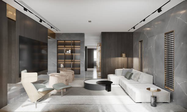 istock Luxury modern interior of living room.3D illustration 1417863774