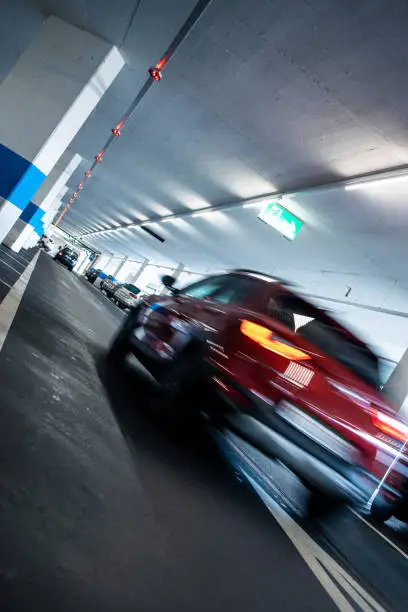 Underground parking/garage (shallow DOF; color toned image)