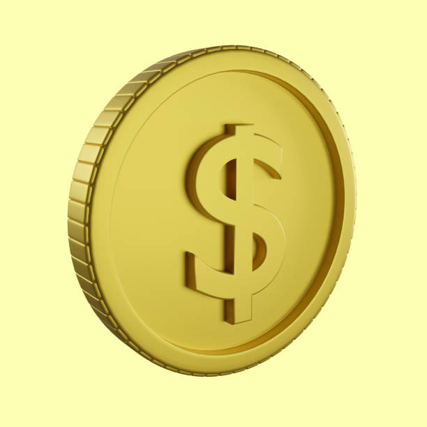 istock 3D rendering dollar coin icon on yellow background 1417863956