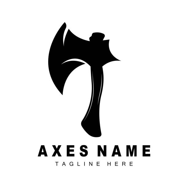 Ax Logo Design, War Tool Illustration and Woodcutter Vector Ax Logo Design, War Tool Illustration and Woodcutter Vector axe throwing logo stock illustrations