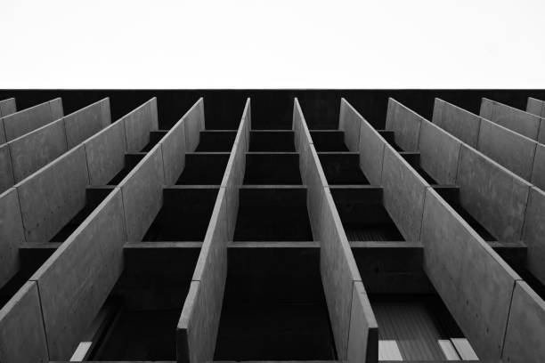 istock Low-angle and monochrome view of the modern building 1417875332