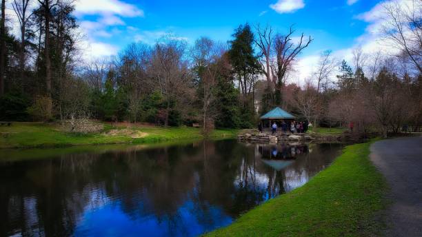 istock Blue Lovers Lake with green beautiful trees 1417877391