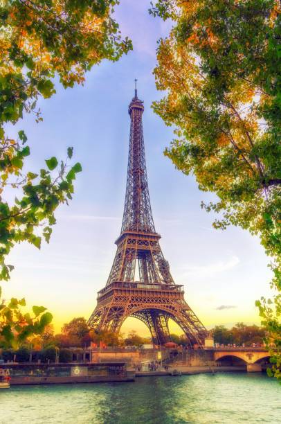 istock Mesmerizing view of a golden sunset over the Eiffel tower 1417878011