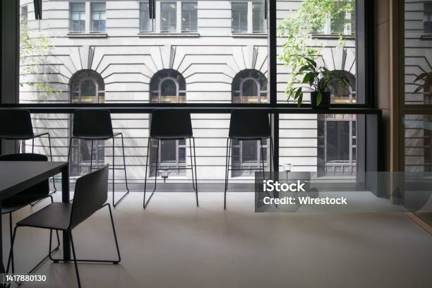 Modern Interior Design For An Office With Panoramic Windows Stock Photo ...