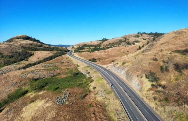 Scenic Highway in the desert. Aerial View.