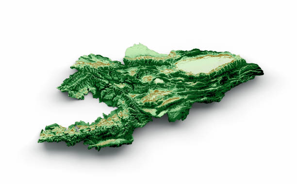 istock Kyrgyzstan Topographic Map 3d realistic Brazil map Color 3d illustration 1417880241