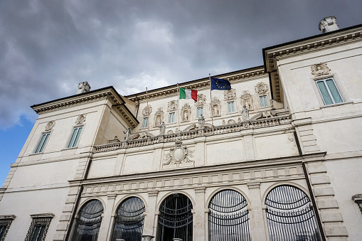 Venice, Italy - July 20th 2019: A view of the magnificent exterior of Museo Correr, located on Piazza San Marco in Venice, Italy.