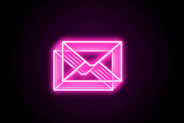 istock Email message glowing neon 3d symbol logo icon 1417885122