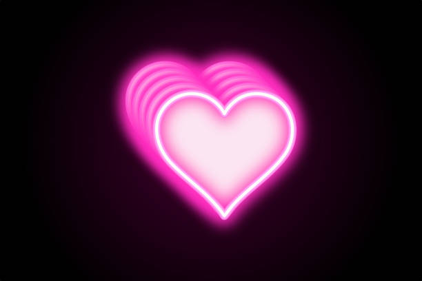 istock Pink heart love glowing neon 3d symbol logo icon 1417885152