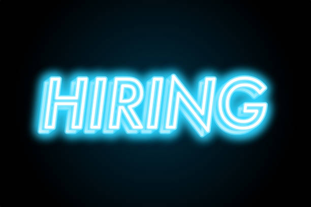 istock Job hiring glowing neon 3d text sign icon symbol 1417887036