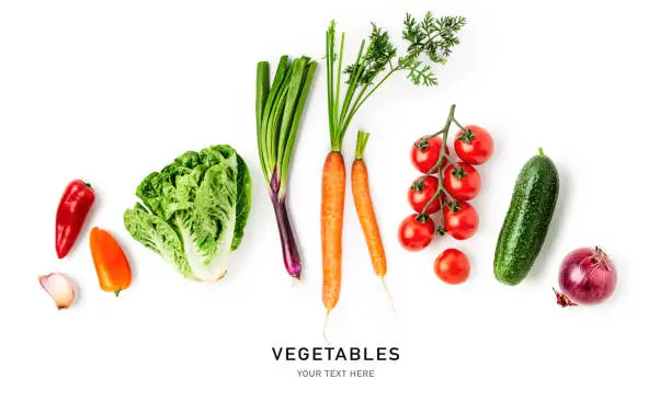 Photo of Vegetables salad ingredients creative layout