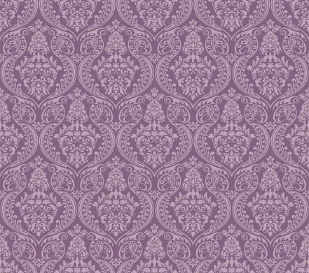 Victorian damask in purple color, luxury decorative fabric pattern.