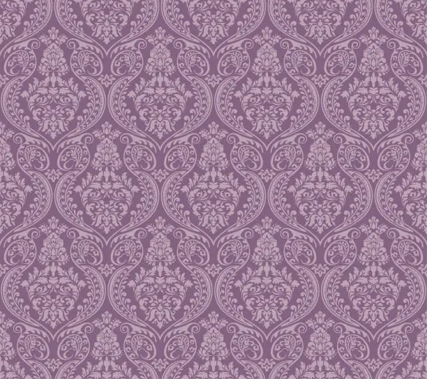 Vector illustration of Purple Victorian Damask Luxury Decorative Fabric Pattern