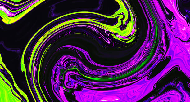 istock Bright fluid violet, black, neon green swirl background. Abstract liquid purple pink wave. Glitch Art trippy digital screen. Celebration Backdrop. banner. Template. Luxury texture. Creative flyer. 1417894773